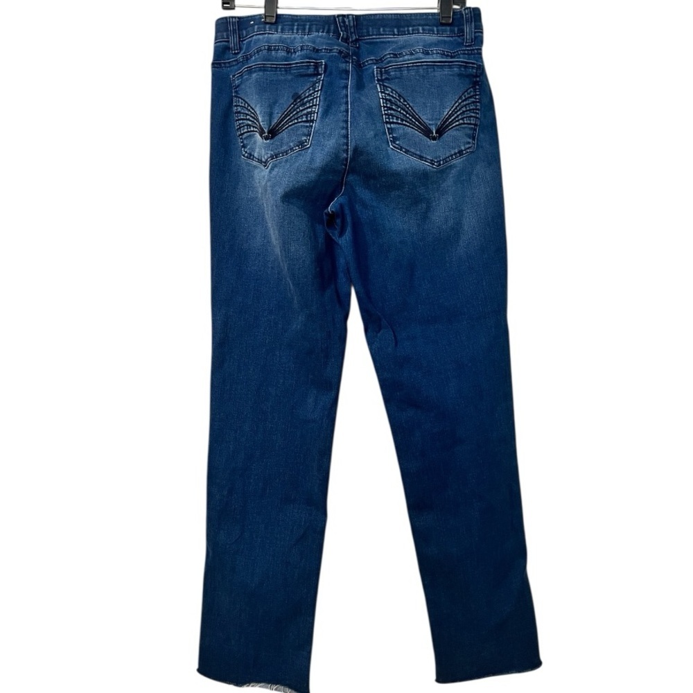 WIT AND WISDOM Straight Raw Hem Jeans Size 10 EUC Ab Solution Indigo color